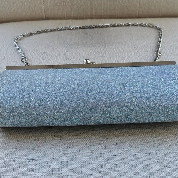 Girl Purse Fancy Silver Tone Sparkling Clutch Small Bag Fashion Bag - Picture 5 of 8